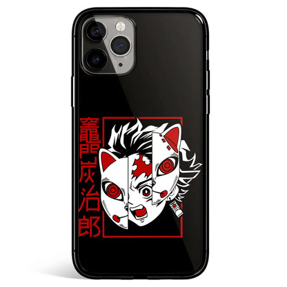 Demon Slayer Tanjiro Mask Tempered Glass Soft Silicone iPhone Case-Phone Case-Monkey Ninja-iPhone 17-Glass Case-Monkey Ninja