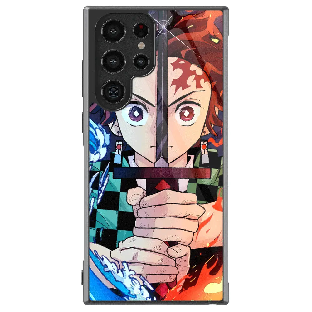 Demon Slayer Tanjiro Sword Tempered Glass Tough Samsung Case-Phone Case-Monkey Ninja-Galaxy S25-Glass Case-Monkey Ninja