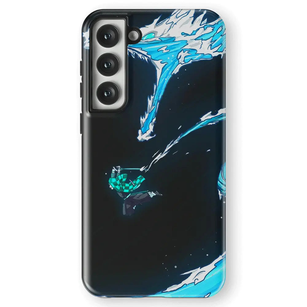 Demon Slayer Tanjiro Water One Hashira Tempered Glass Tough Soft Silicone Samsung Case-Phone Case-Monkey Ninja-Galaxy S25-Tough Case-Monkey Ninja