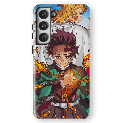 Demon Slayer Tanjiro and Kypjuro Tempered Glass Tough Samsung Case-Phone Case-Monkey Ninja-Galaxy S25-Tough Case-Monkey Ninja