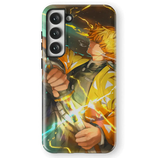 Demon Slayer Zenitsu Agatsuma Thunder Breathing Tempered Glass Tough Samsung Case-Phone Case-Monkey Ninja-Galaxy S25-Tough Case-Monkey Ninja