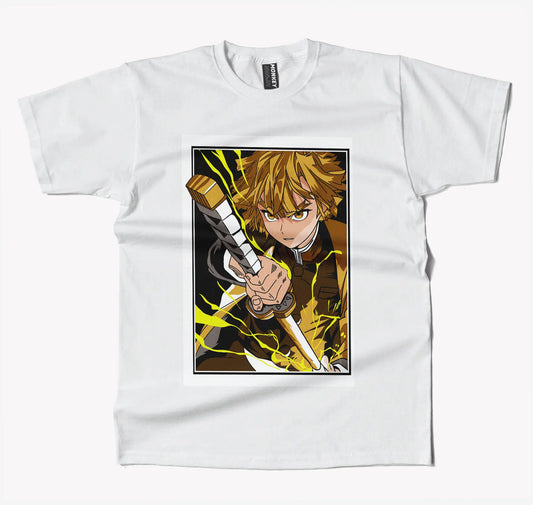 Demon Slayer Zenitsu Anime T Shirt-T-Shirt-Monkeyninja-S-White-Monkey Ninja