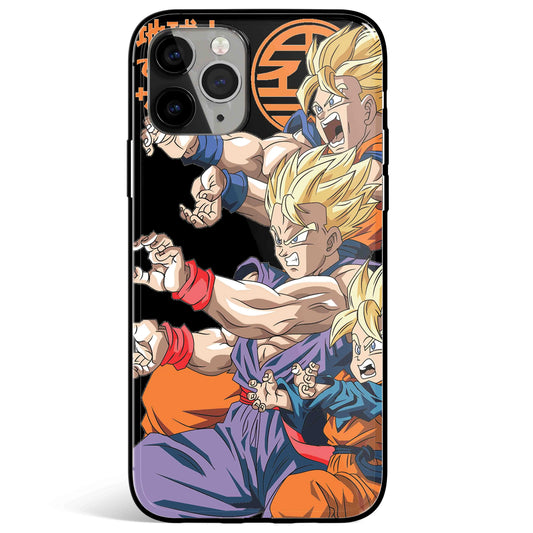 Dragon Ball Goku Gohan Family Tempered Glass Soft Silicone iPhone Case-Phone Case-Monkey Ninja-iPhone 17-Glass Case-Monkey Ninja