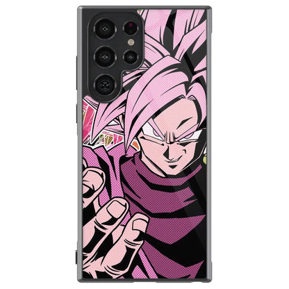Dragon Ball Goku Pink Tempered Glass Tough Samsung Case-Phone Case-Monkey Ninja-Galaxy S25-Glass Case-Monkey Ninja
