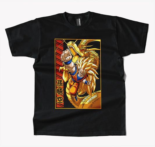 Dragon Ball Goku Super Saiyan And Shenlong Family Anime T Shirt-T-Shirt-Monkeyninja-S-Black-Monkey Ninja