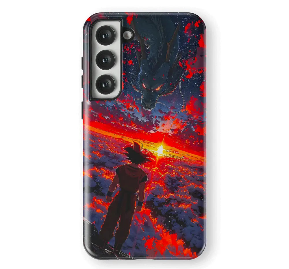 Dragon Ball Goku and Shenron Tempered Glass Tough Samsung Phone Case-Phone Case-Monkey Ninja-Galaxy S25-Tough Case-Monkey Ninja