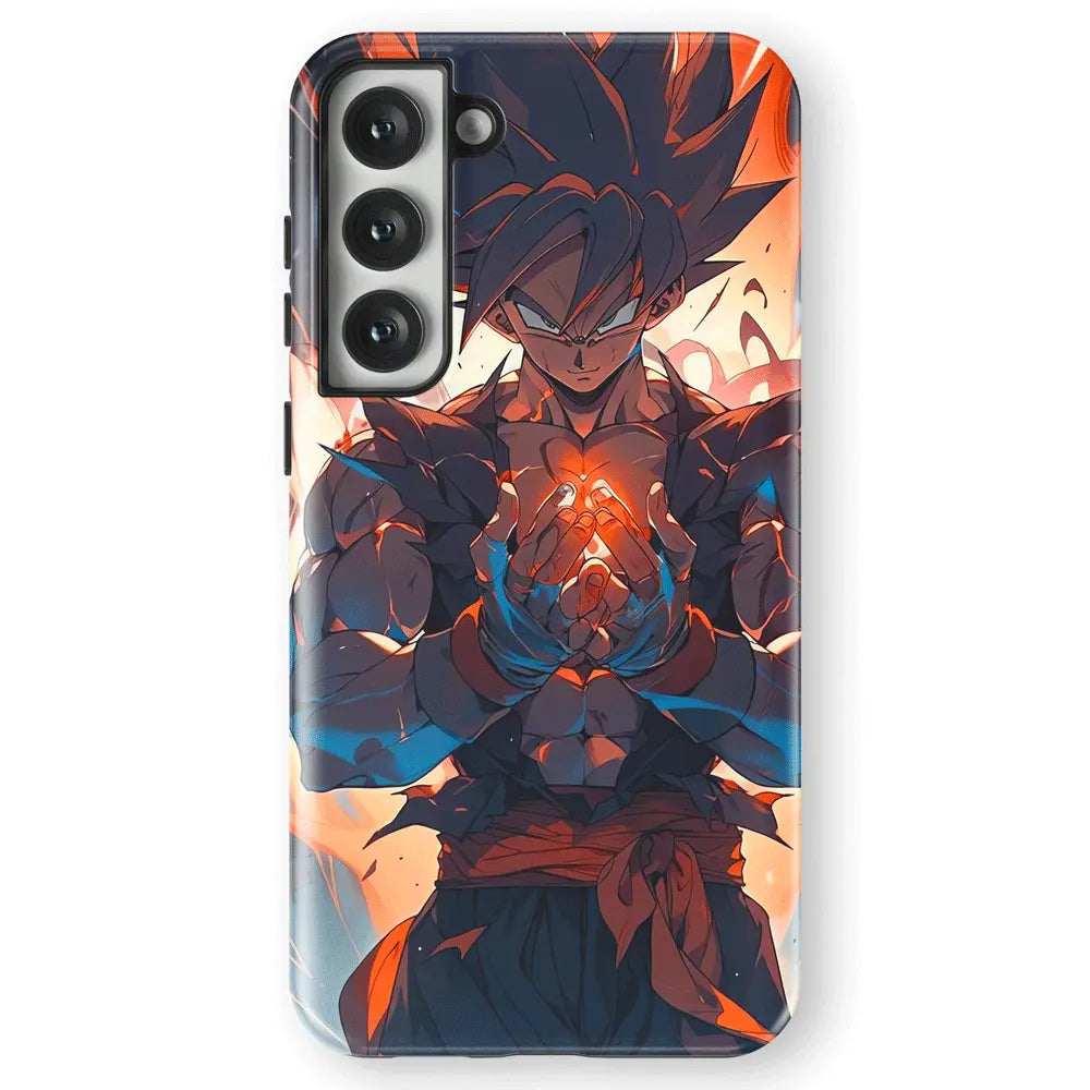 Dragon Ball Kakarot Son Goku Tempered Glass Tough Samsung Galaxy Phone Case-Phone Case-Monkey Ninja-Galaxy S25-Tough Case-Monkey Ninja