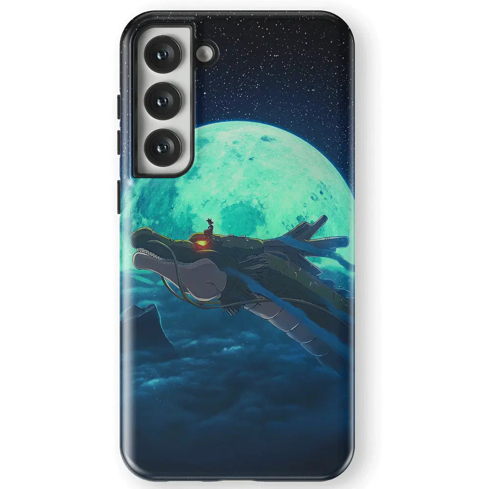Dragon Ball Moon Flight Tempered Glass Tough Samsung Phone Case-Phone Case-Monkey Ninja-Galaxy S25-Glass Case-Monkey Ninja