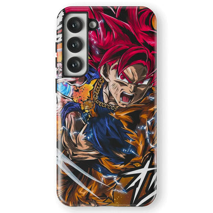 Dragon Ball Red Hair Goku Tempered Glass Tough Samsung Case-Phone Case-Monkey Ninja-Galaxy S25-Tough Case-Monkey Ninja