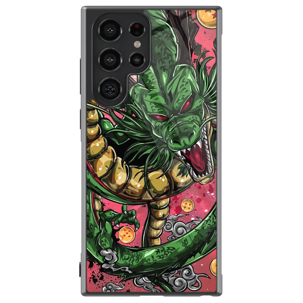 Dragon Ball Shenron Tempered Glass Tough Samsung Phone Case-Phone Case-Monkey Ninja-Galaxy S25-Glass Case-Monkey Ninja