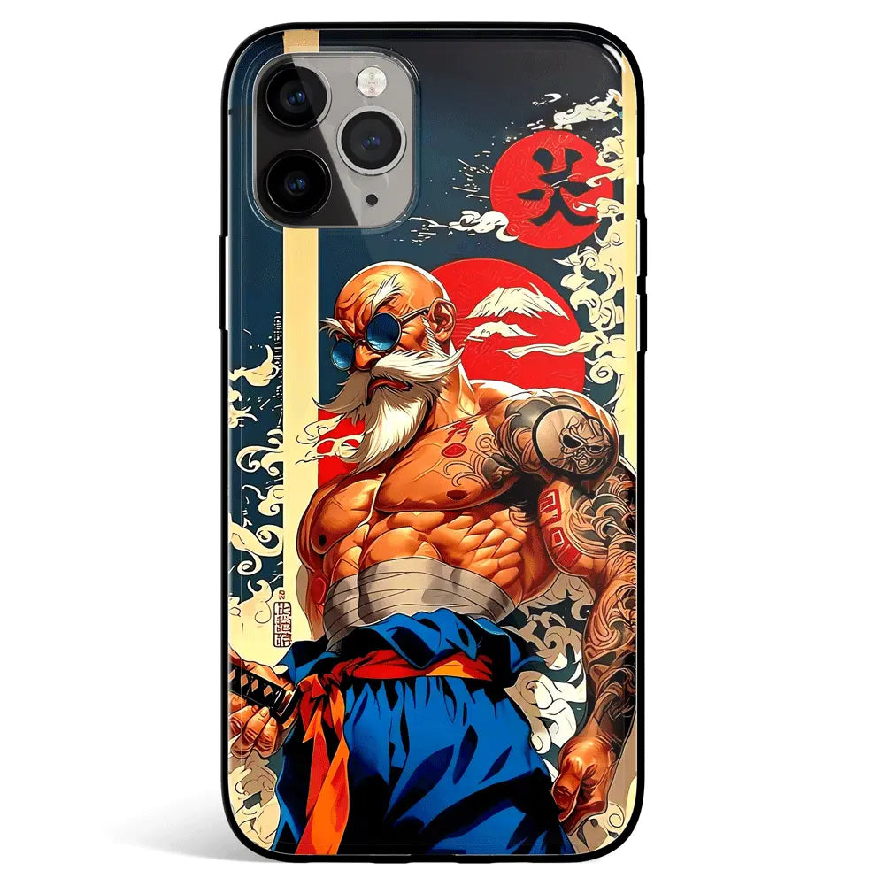 Dragon Ball Street Style Master Roshi Tempered Glass Soft Silicone iPhone Case-Phone Case-Monkey Ninja-iPhone 17-Glass Case-Monkey Ninja