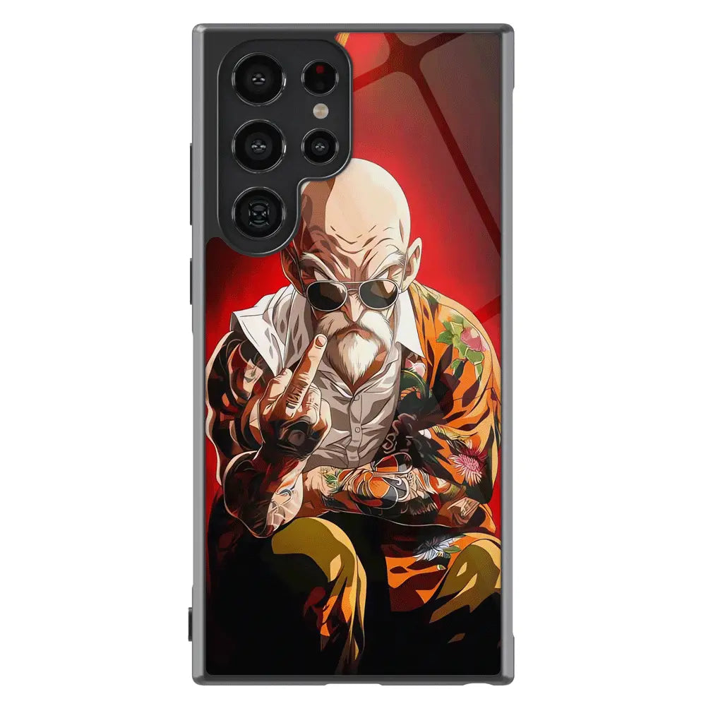 Dragon Ball Street Style Master Roshi Tempered Glass Tough Samsung Phone Case-Phone Case-Monkey Ninja-Galaxy S25-Glass Case-Monkey Ninja