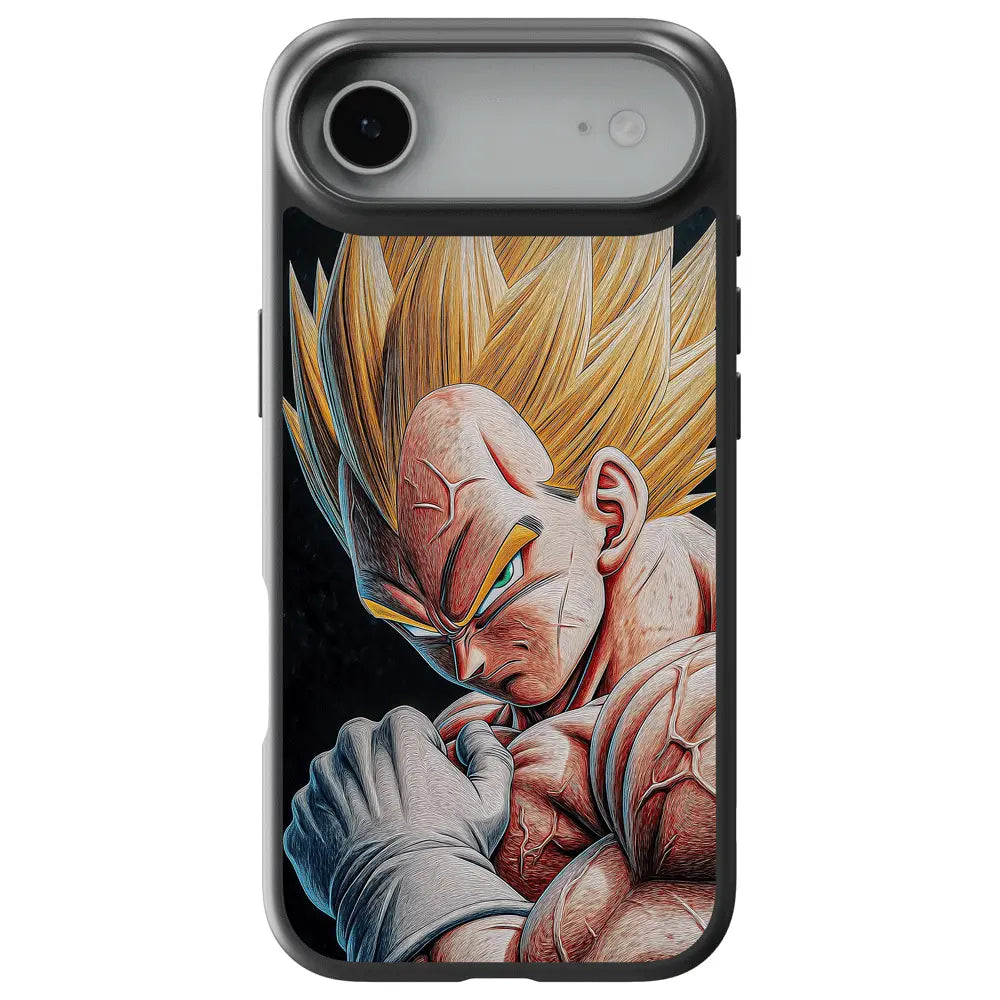 Dragon Ball Vegeta Super Saiyan Power Tempered Glass Soft Silicone iPhone Case-Phone Case-Monkey Ninja-iPhone 17-Glass Case-Monkey Ninja