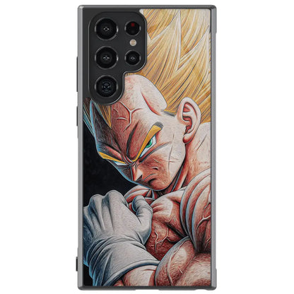 Dragon Ball Vegeta Super Saiyan Power Tempered Glass Tough Samsung Phone Case-Phone Case-Monkey Ninja-Galaxy S25-Glass Case-Monkey Ninja