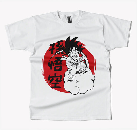 Dragon Ball Young Goku Cloud Anime T Shirt-T-Shirt-Monkeyninja-S-White-Monkey Ninja