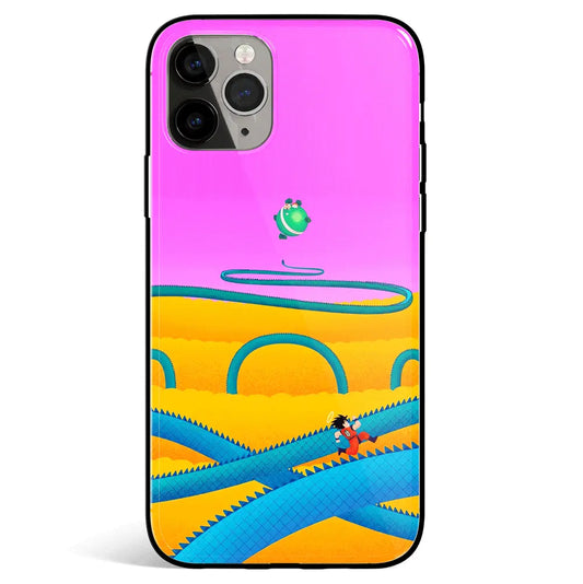 Dragon Goku Running to the King Kai Planet Tempered Glass Soft Silicone iPhone Case-Phone Case-Monkey Ninja-iPhone 17-Glass Case-Monkey Ninja