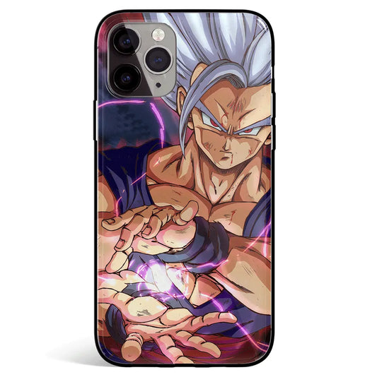 Dragon Goku White Hair Tempered Glass Soft Silicone iPhone Case-Phone Case-Monkey Ninja-iPhone 17-Glass Case-Monkey Ninja
