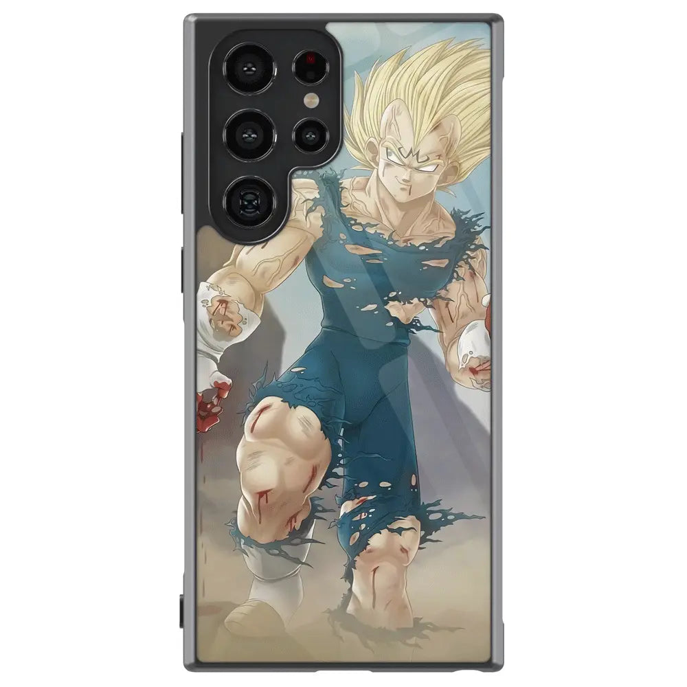 Dragon Super Saiya Vegeta Samsung Tempered Glass Tough Phone Case-Phone Case-Monkey Ninja-Galaxy S25-Glass Case-Monkey Ninja