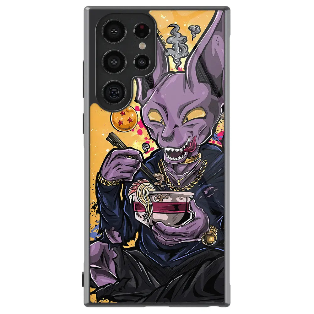 Fanart Stylish Beerus Tempered Glass Tough Samsung Phone Case-Phone Case-Monkey Ninja-Galaxy S25-Glass Case-Monkey Ninja