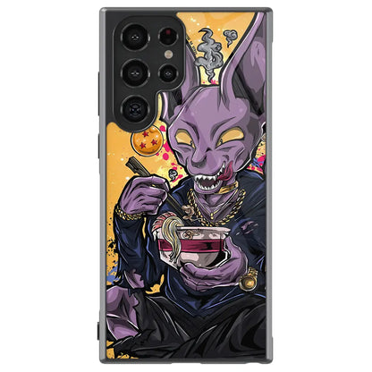 Fanart Stylish Beerus Tempered Glass Tough Samsung Phone Case-Phone Case-Monkey Ninja-Galaxy S25-Glass Case-Monkey Ninja
