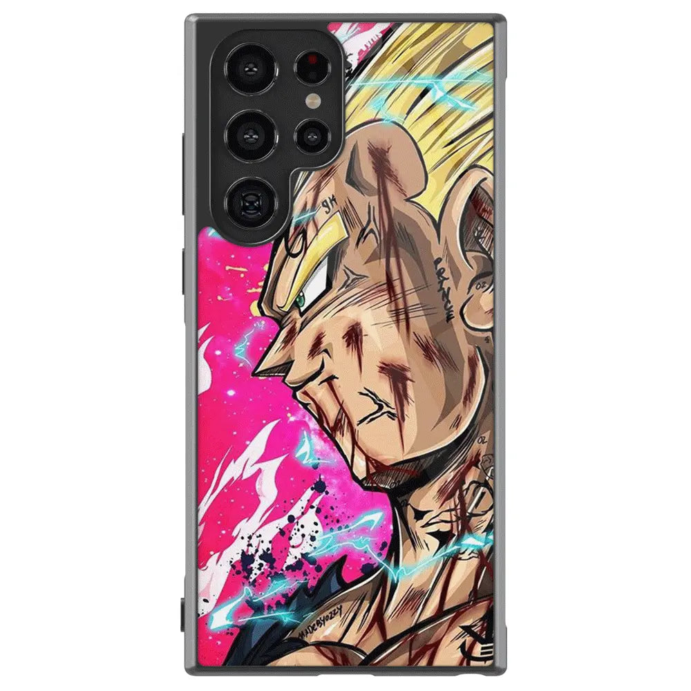 Fanart Stylish Vegeta Tempered Glass Tough Samsung Case-Phone Case-Monkey Ninja-Galaxy S25-Glass Case-Monkey Ninja