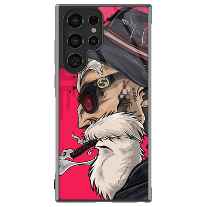 Hand-Drawn Master Roshi Red Tempered Glass Tough Samsung Case-Phone Case-Monkey Ninja-Galaxy S25-Glass Case-Monkey Ninja