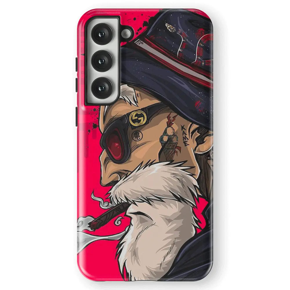 Hand-Drawn Master Roshi Red Tempered Glass Tough Samsung Case-Phone Case-Monkey Ninja-Galaxy S25-Tough Case-Monkey Ninja