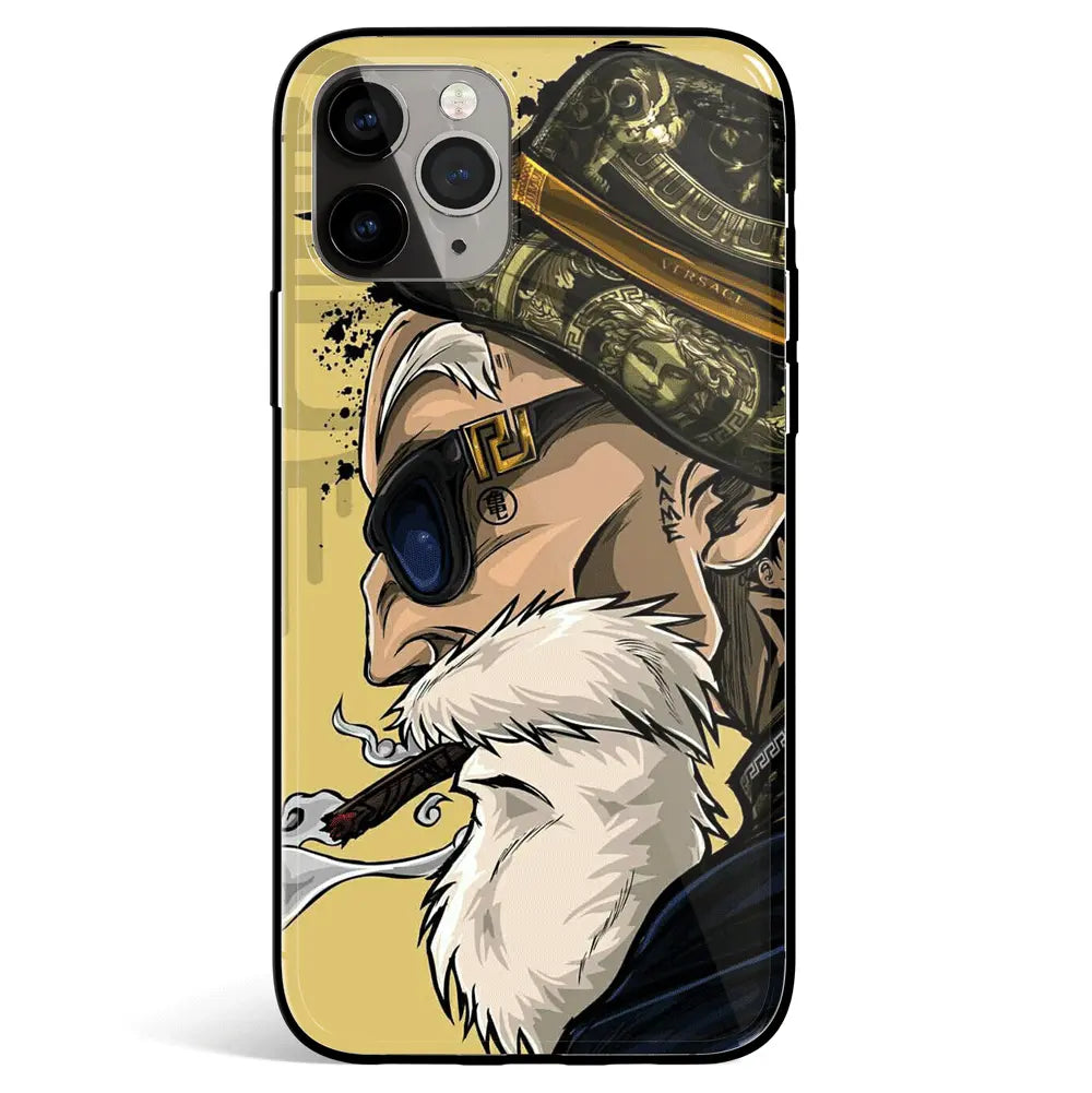 Hand-Drawn Master Roshi Tempered Glass Soft Silicone iPhone Case-Phone Case-Monkey Ninja-iPhone 17-Muten Roshi Red-Glass Case-Monkey Ninja