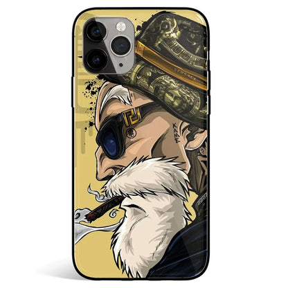 Hand-Drawn Master Roshi Tempered Glass Soft Silicone iPhone Case-Phone Case-Monkey Ninja-iPhone 17-Muten Roshi Red-Glass Case-Monkey Ninja