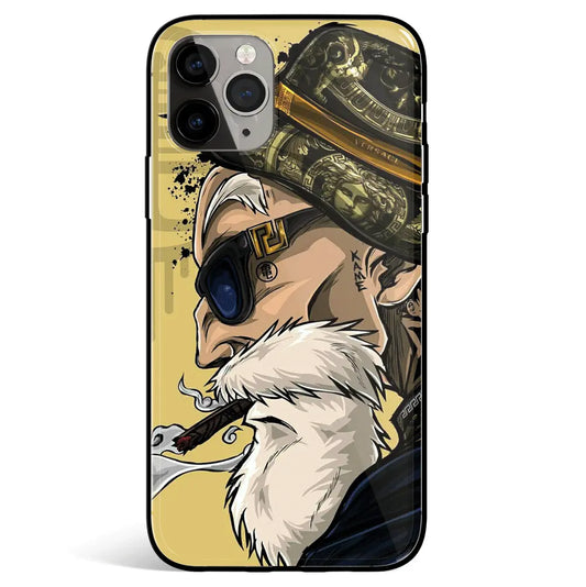 Hand-Drawn Master Roshi Tempered Glass Soft Silicone iPhone Case-Phone Case-Monkey Ninja-iPhone 17-Muten Roshi Red-Glass Case-Monkey Ninja