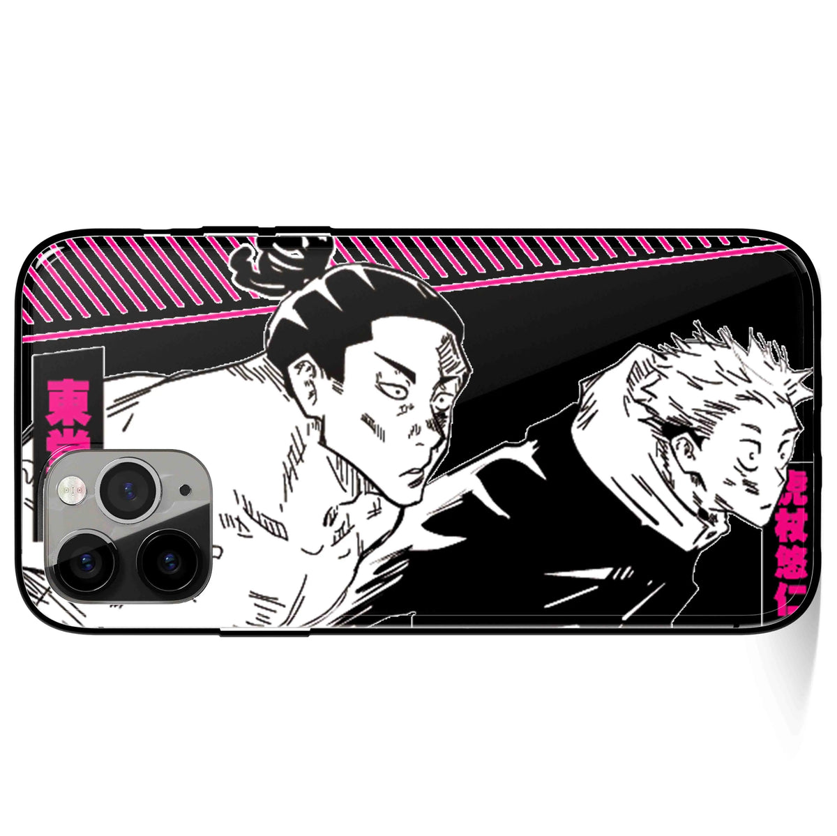 Jujutsu Kaisen Best Friend Tempered Glass Soft Silicone iPhone Case-Phone Case-Monkey Ninja-iPhone 17-Glass Case-Monkey Ninja