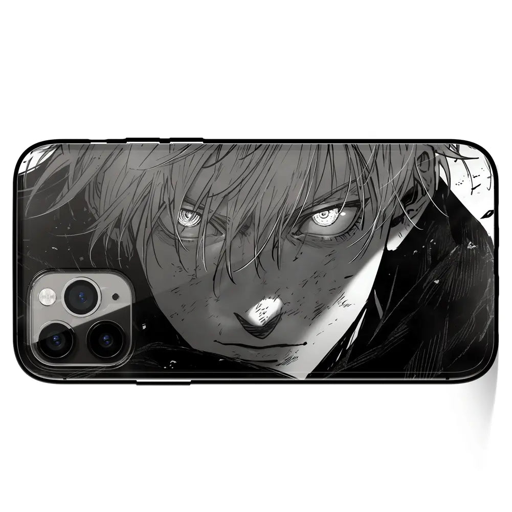 Jujutsu Kaisen Gojo Come Back Tempered Glass Soft Silicone iPhone Case-Phone Case-Monkey Ninja-iPhone 17-Glass Case-Monkey Ninja
