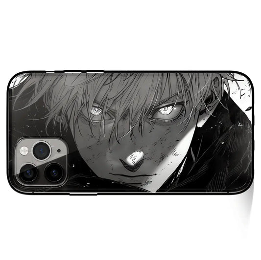 Jujutsu Kaisen Gojo Come Back Tempered Glass Soft Silicone iPhone Case-Phone Case-Monkey Ninja-iPhone 17-Glass Case-Monkey Ninja