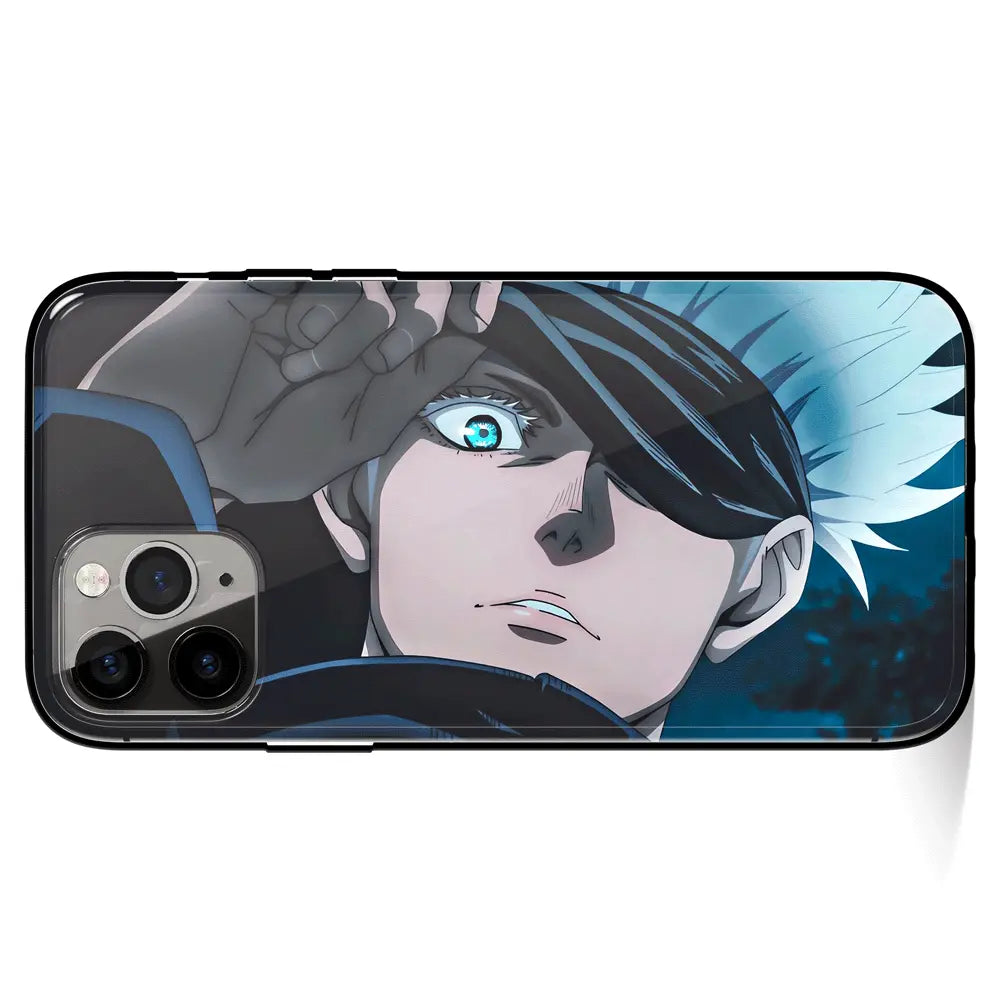 Jujutsu Kaisen Gojo Fanart 4 Tempered Glass Soft Silicone iPhone Case-Phone Case-Monkey Ninja-iPhone 17-Glass Case-Monkey Ninja