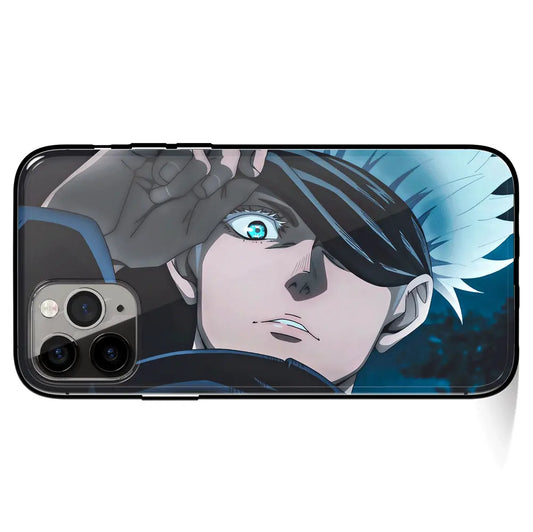 Jujutsu Kaisen Gojo Fanart 4 Tempered Glass Soft Silicone iPhone Case-Phone Case-Monkey Ninja-iPhone 17-Glass Case-Monkey Ninja