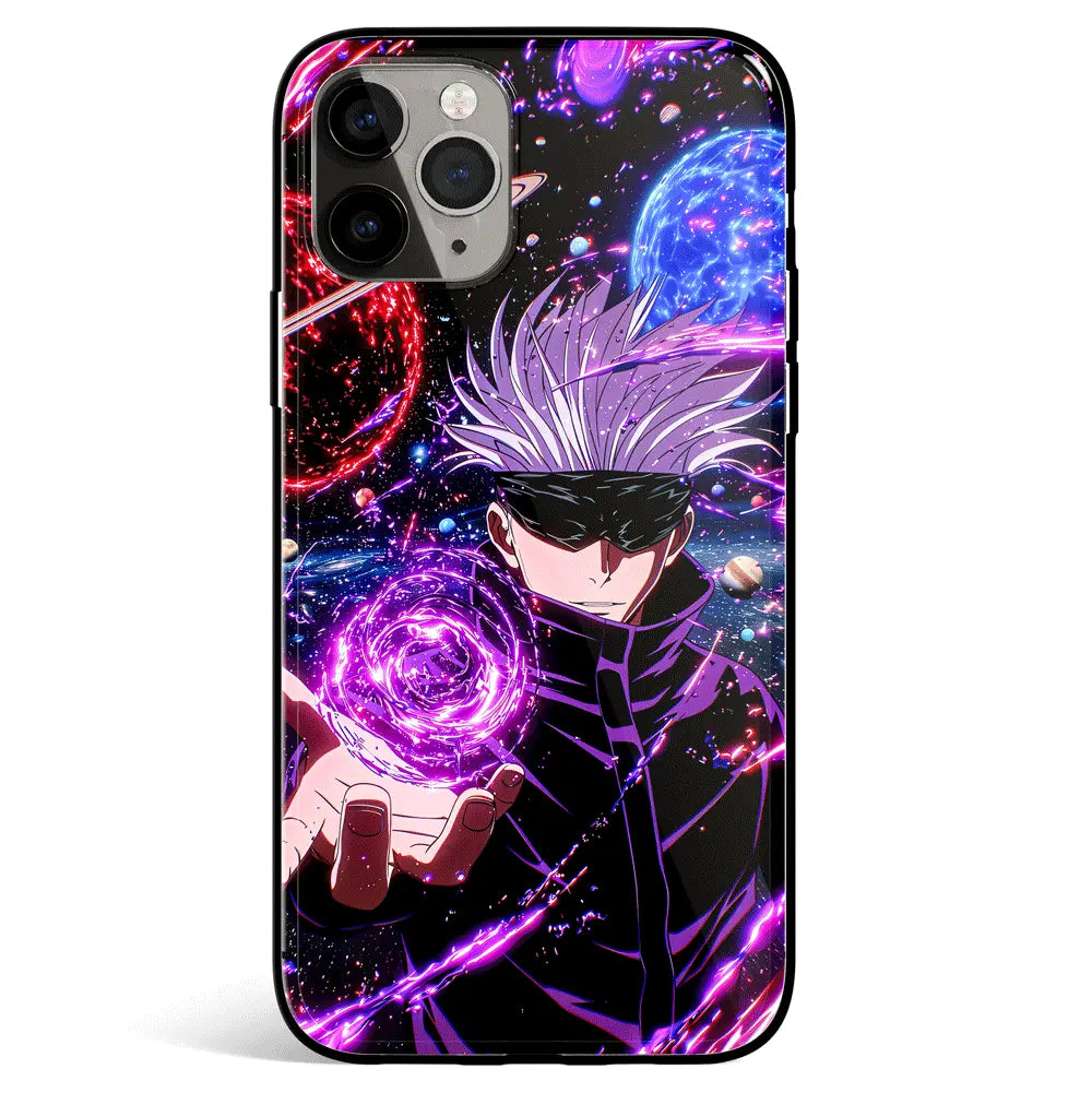 Jujutsu Kaisen Gojo Hollow Purple Tempered Glass Soft Silicone iPhone Case-Phone Case-Monkey Ninja-iPhone 17-Glass Case-Monkey Ninja