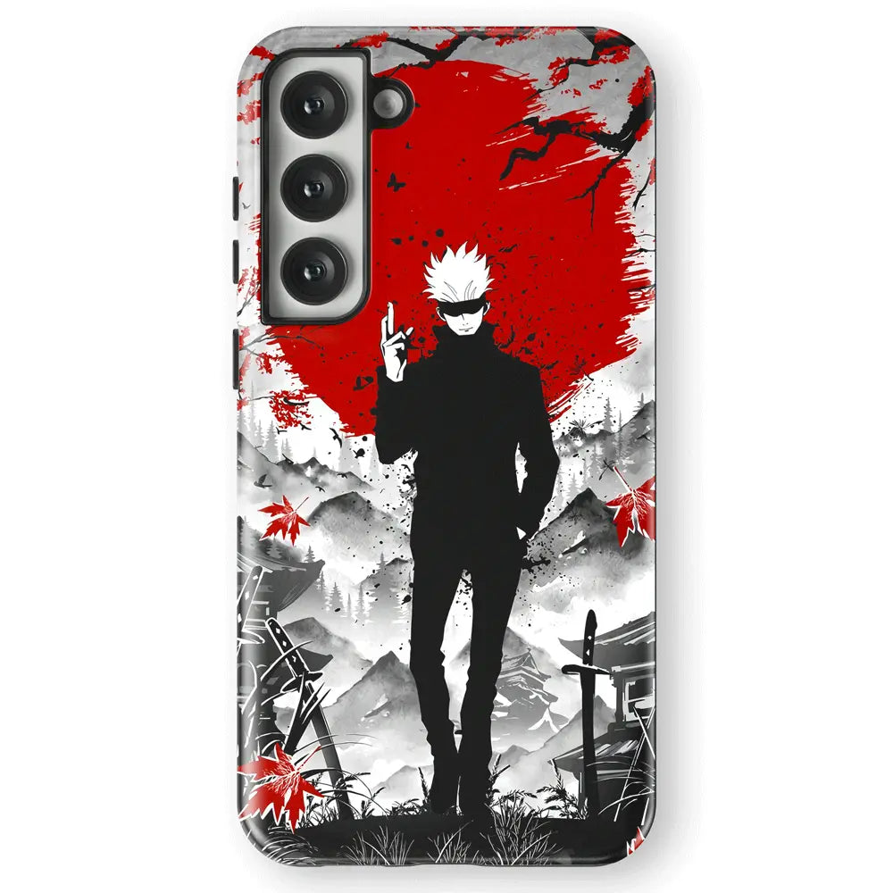 Jujutsu Kaisen Gojo Japanese Ink Painting Tempered Glass Tough Soft Silicone Samsung Case-Phone Case-Monkey Ninja-Galaxy S25-Tough Case-Monkey Ninja