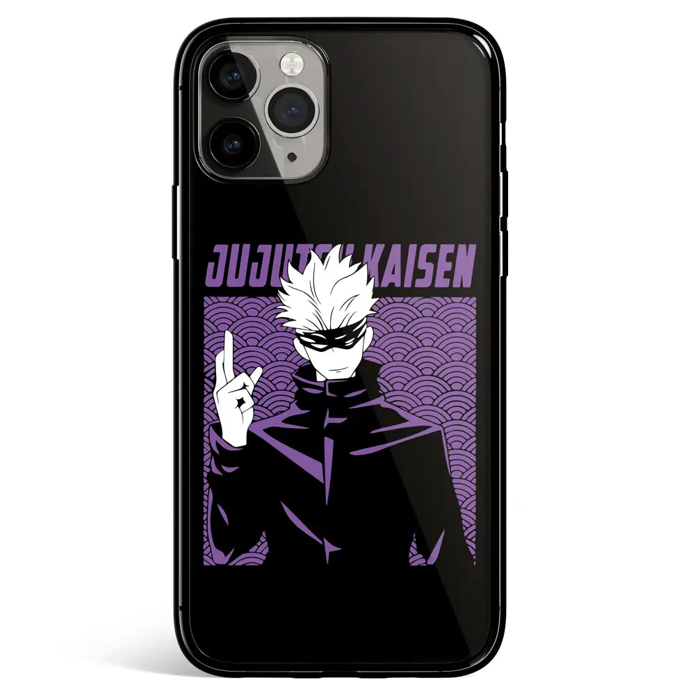 Jujutsu Kaisen Gojo Purple Tempered Glass Soft Silicone iPhone Case-Phone Case-Monkey Ninja-iPhone 17-Glass Case-Monkey Ninja