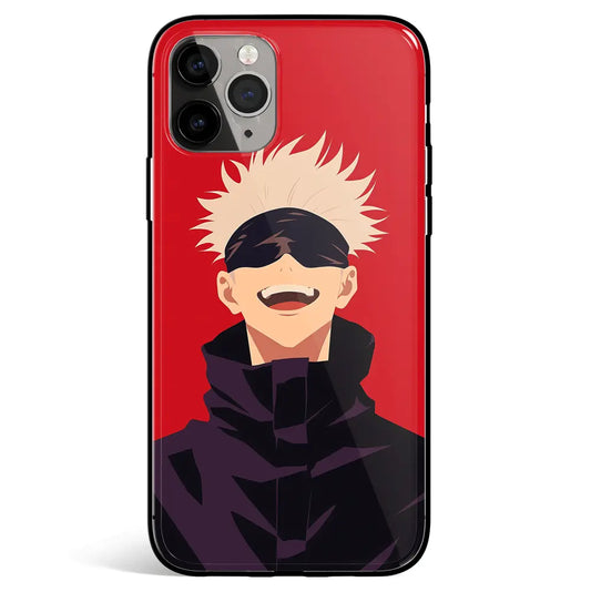 Jujutsu Kaisen Gojo Red Tempered Glass Soft Silicone iPhone Case-Phone Case-Monkey Ninja-iPhone 17-Glass Case-Monkey Ninja