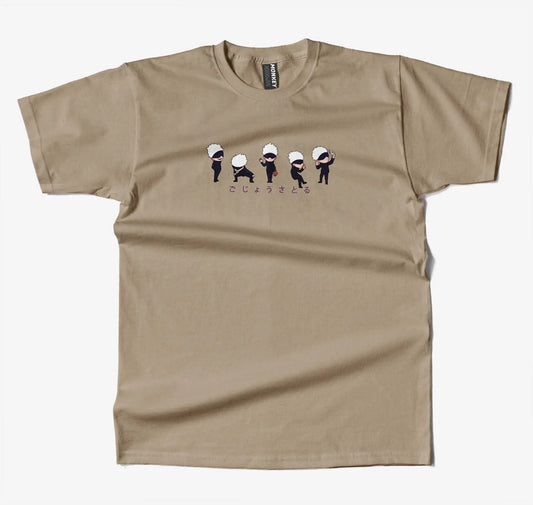 Jujutsu Kaisen Satoru Gojo Anime T-Shirt-T-Shirt-Monkeyninja-S-Beige-Monkey Ninja