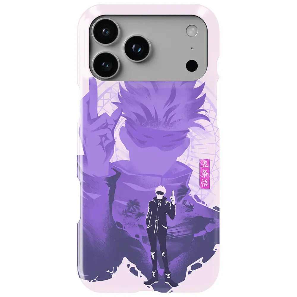 Jujutsu Kaisen Satoru Gojo Purple Silhouette Tempered Glass Soft Silicone iPhone Case-Phone Case-Monkey Ninja-iPhone 17-Glass Case-Monkey Ninja