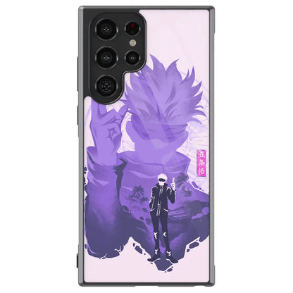 Jujutsu Kaisen Satoru Gojo Purple Silhouette Tempered Glass Tough Samsung Phone Case-Phone Case-Monkey Ninja-Galaxy S25-Glass Case-Monkey Ninja