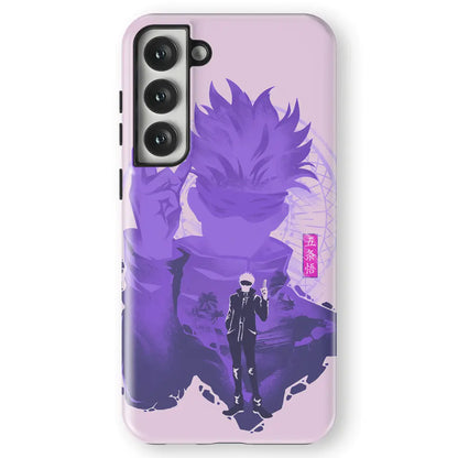 Jujutsu Kaisen Satoru Gojo Purple Silhouette Tempered Glass Tough Samsung Phone Case-Phone Case-Monkey Ninja-Galaxy S25-Tough Case-Monkey Ninja