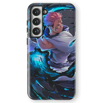 Jujutsu Kaisen Sukuna Fire Ability Tempered Glass Tough Samsung Phone Case-Phone Case-Monkey Ninja-Galaxy S25-Tough Case-Monkey Ninja