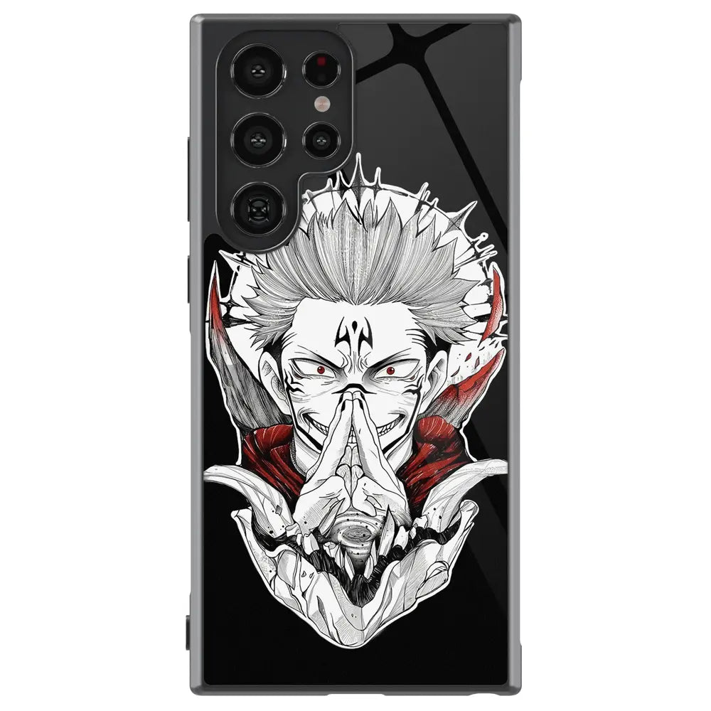 Jujutsu Kaisen Sukuna Malevolent Shrine One Tempered Glass Tough Samsung Phone Case-Phone Case-Monkey Ninja-Galaxy S25-Glass Case-Monkey Ninja