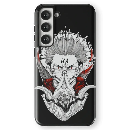 Jujutsu Kaisen Sukuna Malevolent Shrine One Tempered Glass Tough Samsung Phone Case-Phone Case-Monkey Ninja-Galaxy S25-Tough Case-Monkey Ninja