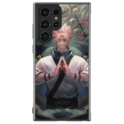 Jujutsu Kaisen Sukuna Malevolent Shrine Two Tempered Glass Tough Samsung Phone Case-Phone Case-Monkey Ninja-Galaxy S25-Glass Case-Monkey Ninja