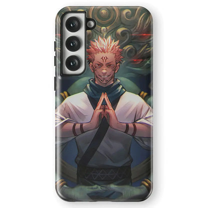 Jujutsu Kaisen Sukuna Malevolent Shrine Two Tempered Glass Tough Samsung Phone Case-Phone Case-Monkey Ninja-Galaxy S25-Tough Case-Monkey Ninja