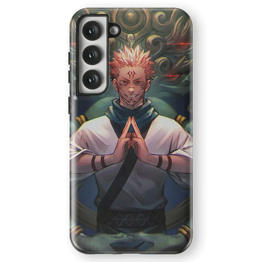 Jujutsu Kaisen Sukuna Malevolent Shrine Two Tempered Glass Tough Samsung Phone Case-Phone Case-Monkey Ninja-Galaxy S25-Tough Case-Monkey Ninja