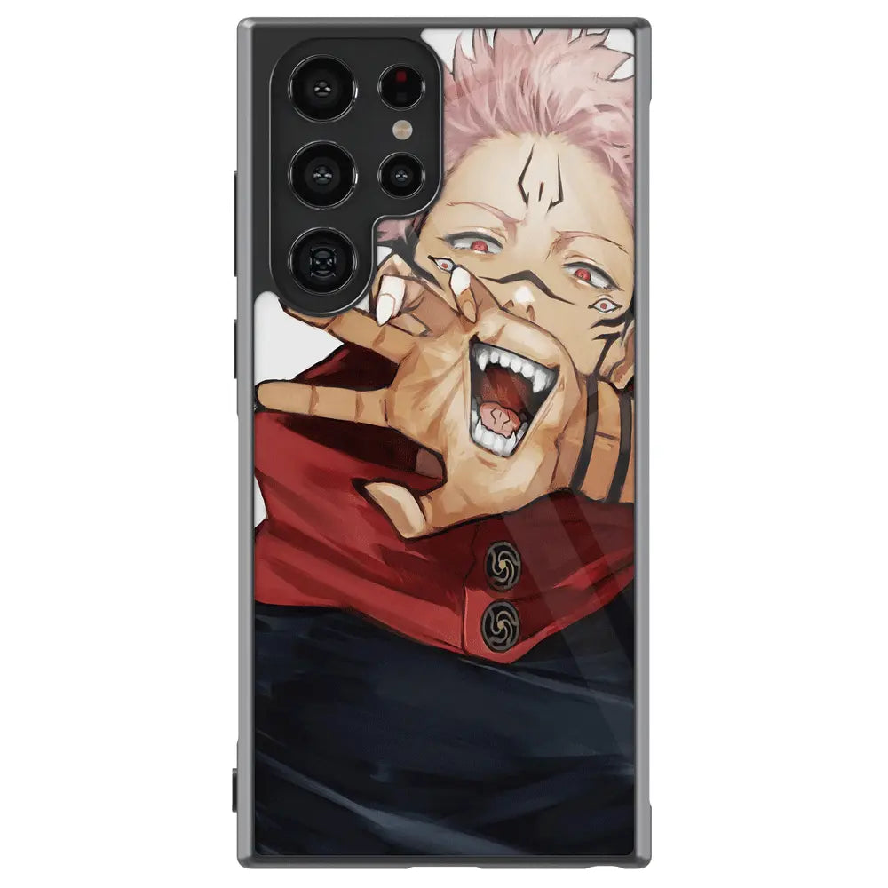 Jujutsu Kaisen Sukuna Mouth Tempered Glass Tough Samsung Phone Case-Phone Case-Monkey Ninja-Galaxy S25-Glass Case-Monkey Ninja